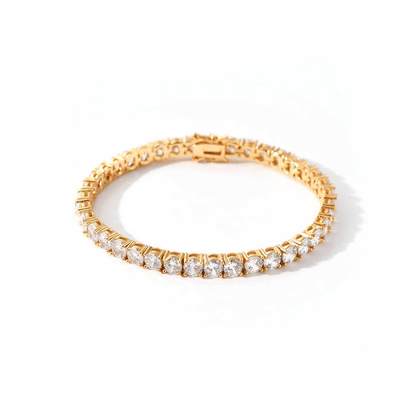 Gold 4mm Tennis Bracelet by 22DABE22® – unisex iced-out streetwear bracelet, luxury urban jewelry for bold fashion