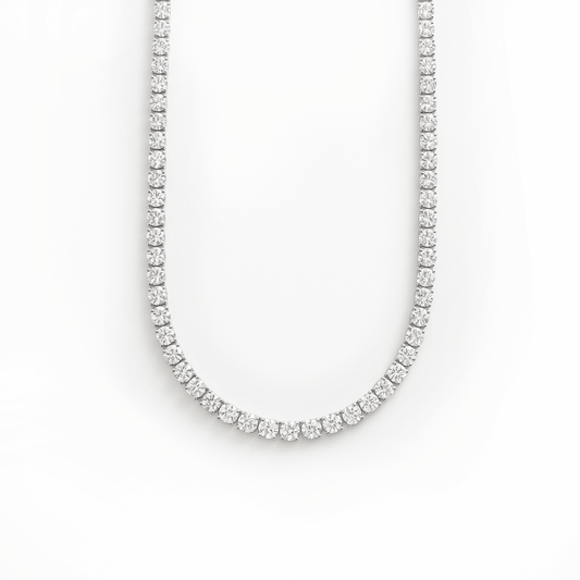 Silver 4mm Tennis Chain by 22DABE22® – unisex iced-out streetwear necklace, luxury urban jewelry for bold fashion looks