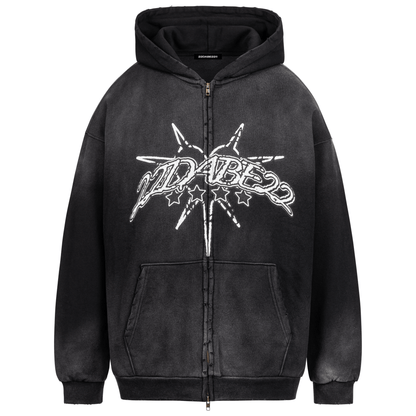 Frosted Black Zip Jacket by 22DABE22® – Stylish streetwear jacket with a sleek design for contemporary urban fashion