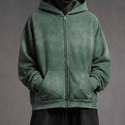 Zip Jacket Washed Basic Bottle Green - 22DABE22®