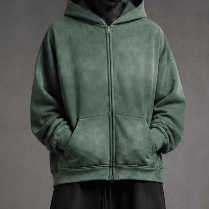 Zip Jacket Washed Basic Bottle Green - 22DABE22®