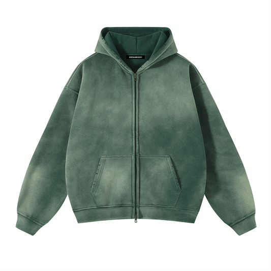 Zip Jacket Washed Basic Bottle Green - 22DABE22®