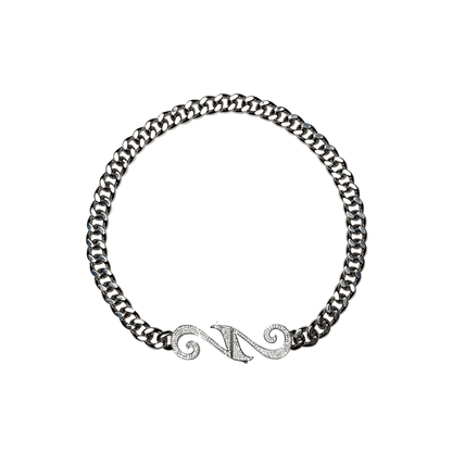 22DABE22® Cuban chain in vintage silver wash – men's streetwear jewelry, bold urban fashion accessory