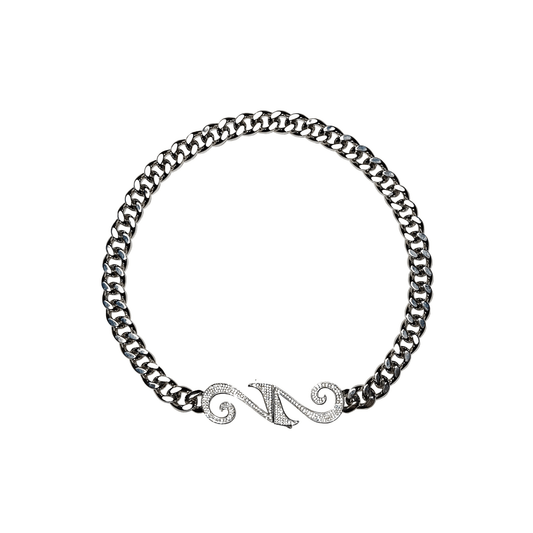 22DABE22® Cuban chain in vintage silver wash – men's streetwear jewelry, bold urban fashion accessory