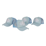 A light blue cap with a broken glass design embroidered on the front and the 22DABE22 logo on the side. The six-panel construction provides a comfortable fit with an adjustable strap at the back. The pre-curved visor protects from the sun and rain, and breathable eyelets keep the head cool and dry. Ideal for completing a streetwear outfit.